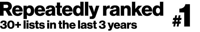 Repeatedly ranked #1 on 20+ lists in the last 3 years