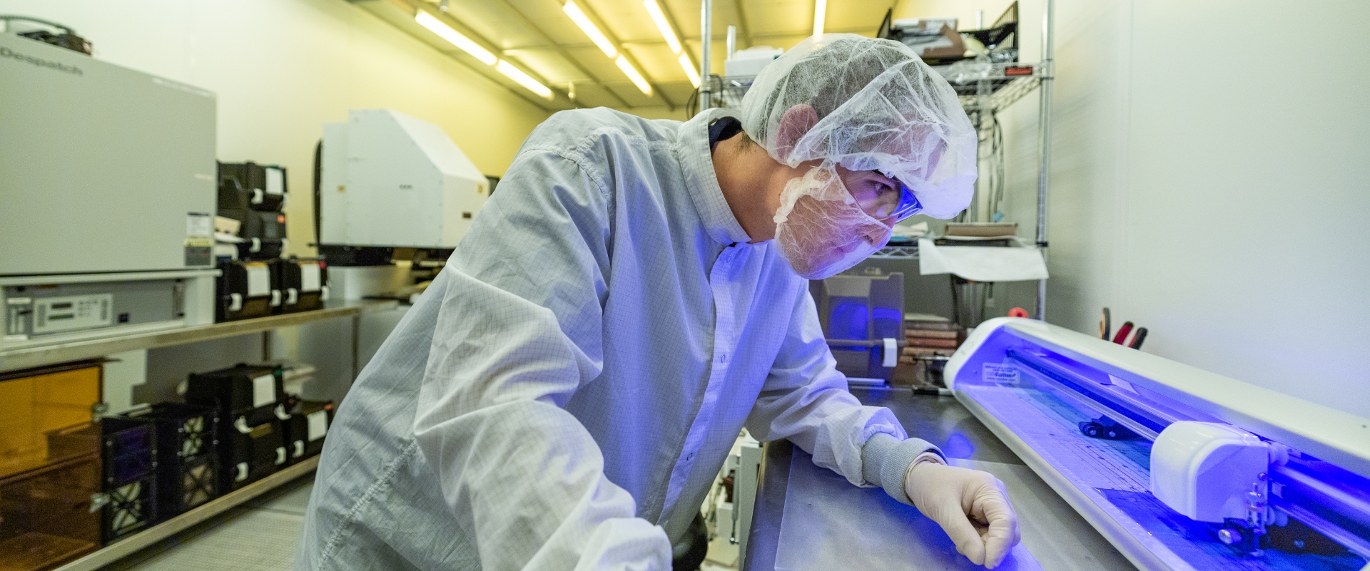 Person working in semiconductor lab